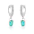 Brinco de Prata Argola Cravejada Com Zircônia Oval Turmalina