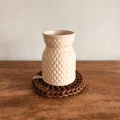 Cuenco de cerámica | maceta sin drenaje Tulipán + posaflorero tejido - tienda online