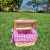 Cesta Piquenique de Vime Mini com Forro Xadrez Rosa 25x17x11cm - Segredo das Artes