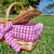 Cesta Piquenique de Vime Mini com Forro Xadrez Rosa 25x17x11cm - comprar online