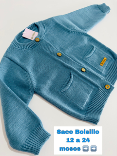 Saco Bolsillo Celeste 12 a 24 meses
