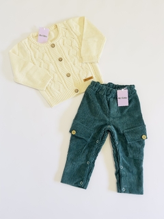 Pantalón corderoy verde 9 a 12 meses - comprar online