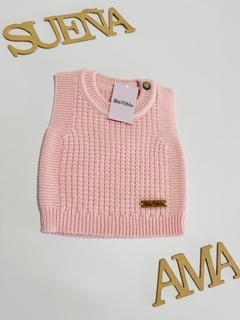 Chaleco Botón de lana rosa