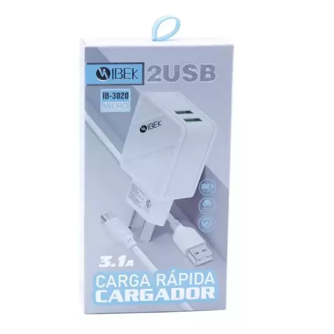 Cargador Micro USB 3.1A con dos entradas USB IBEK IB-3020 - comprar online