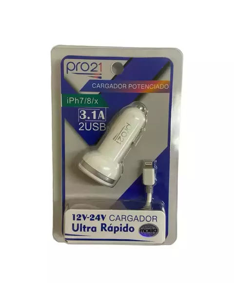 Cargador Auto 12V-24V IPHONE 2 USB + Cable 3.1A PRO21 - comprar online