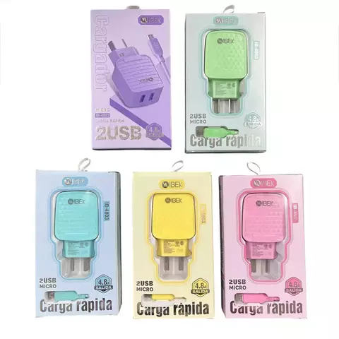 CARGADOR IBEK 2 SALIDAS USB + CABLE MICRO USB IB-4803 - comprar online