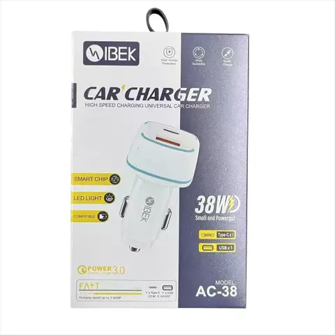 CARGADOR AUTO PD 38W IBEK