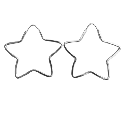 Brinco Argola Média em Formato de Estrela - Prata 925 - comprar online