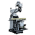 Fresadora de torre vertical manual X6325 com mesa e motor na parte superior.