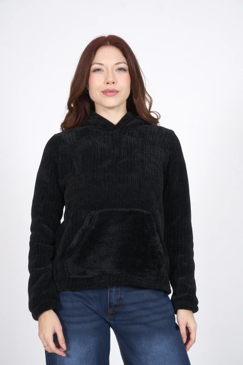 Buzo Crop C/Capucha C/Peluche Interno