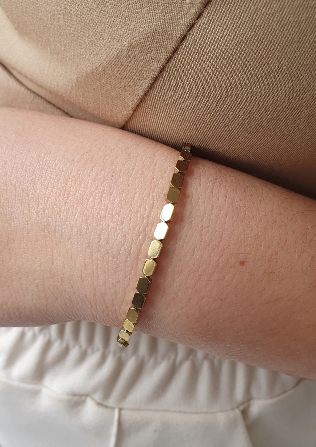 Pulseira hematita bloquinho-18cm