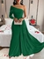 Vestido Para Mãe de noivos Longo de Manga Comprida Elegante com Pescoço Assimétrico e Cor Sólida - comprar online
