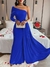 Vestido Para Mãe de noivos Longo de Manga Comprida Elegante com Pescoço Assimétrico e Cor Sólida - comprar online