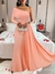 Vestido Para Mãe de noivos Longo de Manga Comprida Elegante com Pescoço Assimétrico e Cor Sólida