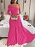 Vestido Para Mãe de noivos Longo de Manga Comprida Elegante com Pescoço Assimétrico e Cor Sólida - Nazinne
