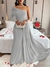 Vestido Para Mãe de noivos Longo de Manga Comprida Elegante com Pescoço Assimétrico e Cor Sólida - comprar online