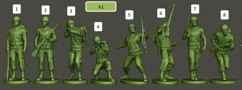 Soldados Americanos ww2 escala 1/16 (12 cm) Color Blanco