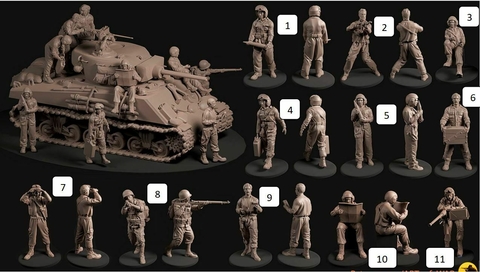 Tanquista Americano Mod3 ww2 escala 1/16 (12cm) color blanco