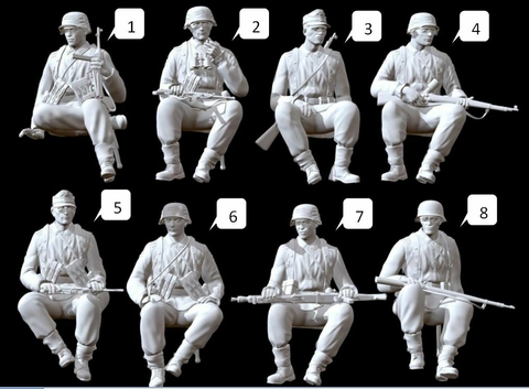 Soldado Sentado ww2 escala 1/16 (12cm) color blanco