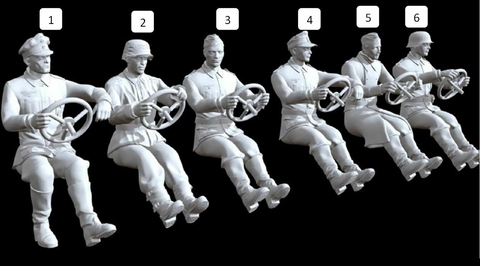 Conductor Sentado ww2 escala 1/16 (12cm) color blanco