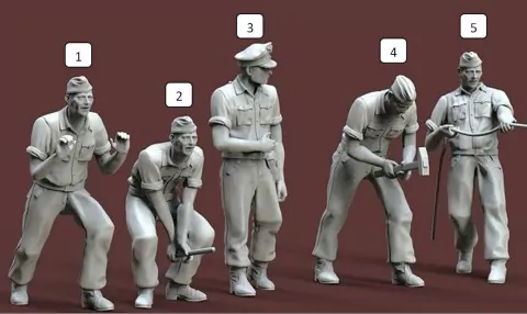 Obreros Trabajando ww2 escala 1/16 (12cm) color blanco