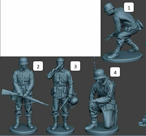 Soldado en Derrota ww2 escala 1/16 (12cm) color blanco