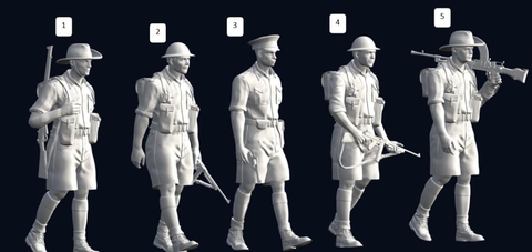 Soldado Británico Australia ww2 escala 1/16 (12cm) color blanco