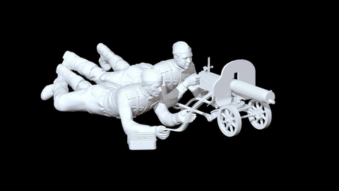 Soldados y Vickers Británica ww2 escala 1/16 color blanco