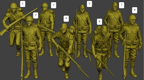 Soldado Japonés Mod2 ww2 escala 1/16 (12cm) color blanco