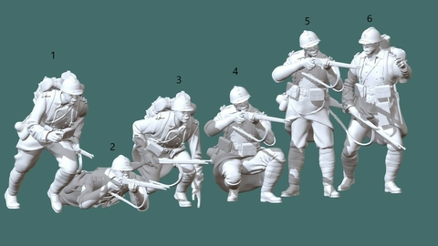 Soldado Frances Mod2 WW1 escala 1/16 (12cm) color blanco