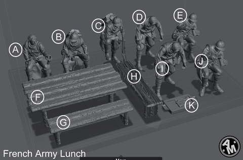 Soldado Frances Comiendo WW1 escala 1/16 (12cm) color blanco