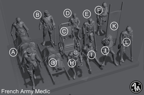 Soldado Frances Medico WW1 escala 1/16 (12cm) color blanco