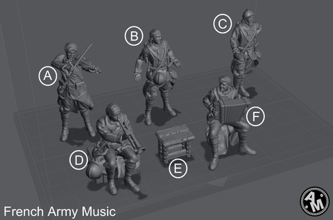 Soldado Frances Músico WW1 escala 1/16 (12cm) color blanco