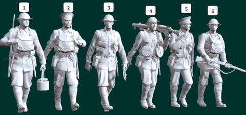 Soldado Británico Mod2 ww1 escala 1/16 (12cm) color blanco