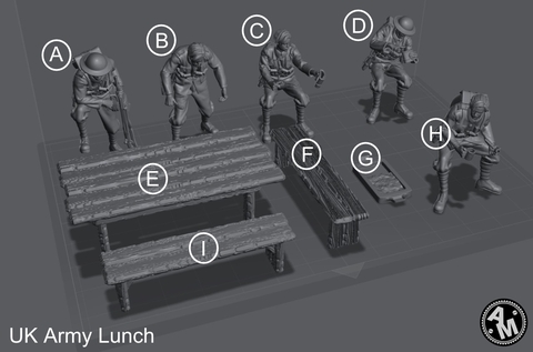 Soldado Británico Comiendo ww1 escala 1/16 (12cm) Color Blanco