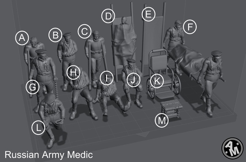 Soldado Ruso Medico ww1 escala 1/16 (12cm) color blanco
