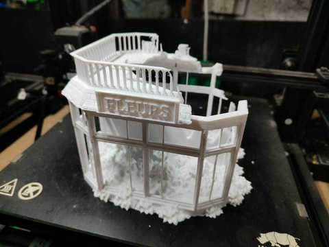 Florería Kiosco local bombardeado ww2 escala 1/32 color blanco