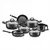 Batería Cocina Olla Cacerola Aluminio Antiadherente Safira 7p Mta Color Grafito