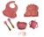 Kit de Alimentação Silicone Infantil 5 Peças | Dinossauro | Rosa