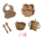 Kit de Alimentação Silicone Infantil 5 Peças | Coruja | Nude