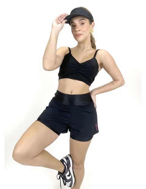 SHORT FITNESS RUNNING COM BOLSO PRETO