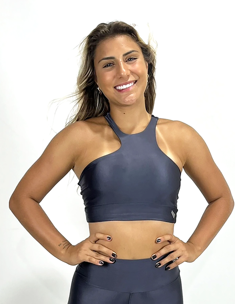 TOP ASSIMETRICO TRIPLE CINZA CARBOX