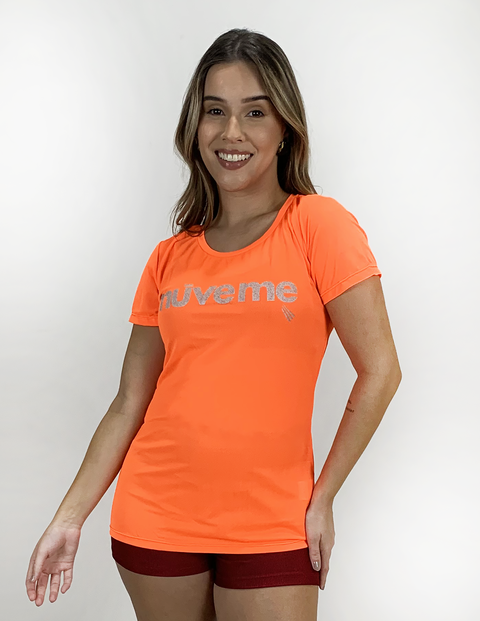 T-SHIRT FEMININA CRISTAL LARANJA FOLIA