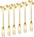 Mini Tenedor Hojas Gold postre, picadas Set X 6 Acero Dorado - Liastore