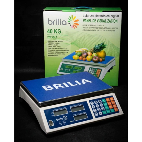 Balanza electrónica digital Brilia 40kg con bandeja acero inoxidable - precisión comercial