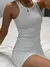 Vestido com nervuras pretas feminino, Colete sem mangas, verão na internet
