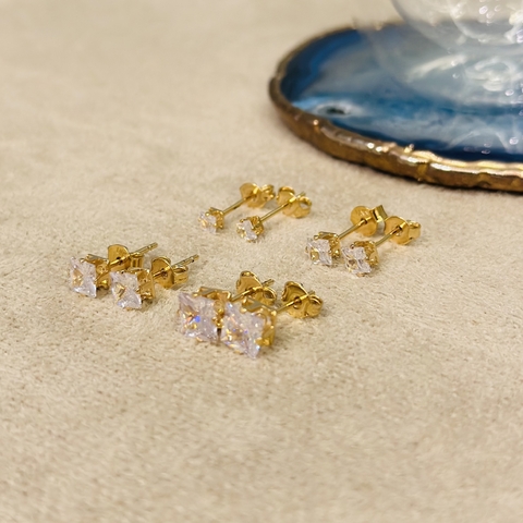 Brinco zircônia quadrada