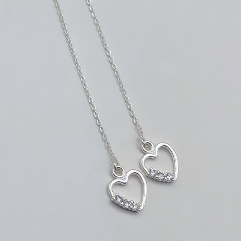 Brinco de corrente com coração cravejado - comprar online