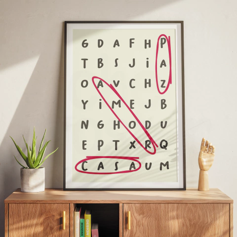 Cuadro Personalizado Sopa De Letras Regalo Único Enamorados