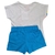 Conjunto Kyly de bebê menina Blusa Short- Off White Azul - comprar online